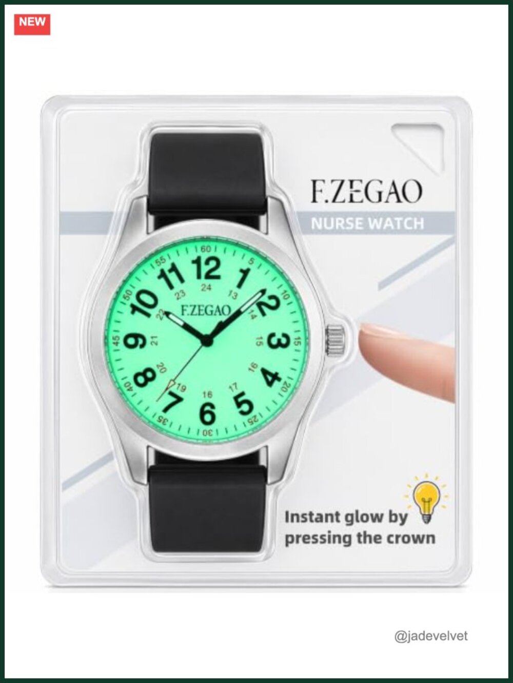 Nurse Watch Waterproof Analog 24 Hour Military Time Luminous Second Hand